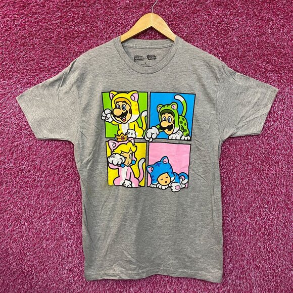 Super Mario Bros Furry Peach Toad Mario Luigi Nintendo Tee Large - Picture 1 of 5